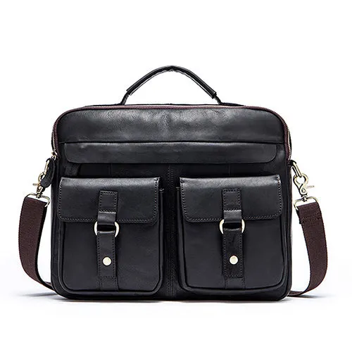 Genuine Leather Double Front Pocket Briefcase