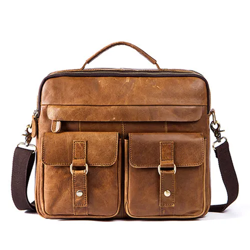 Genuine Leather Double Front Pocket Briefcase