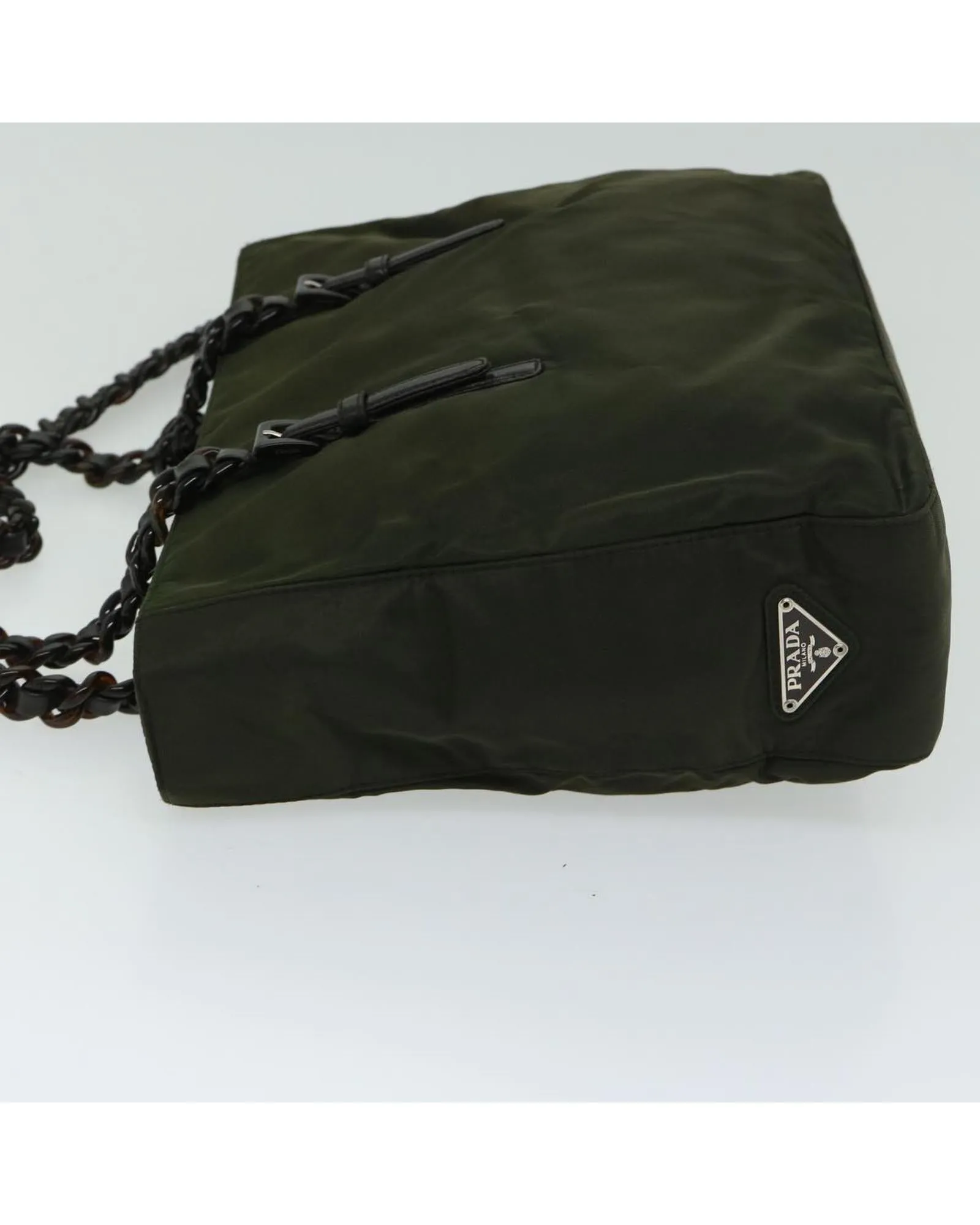 Green Nylon Chain Shoulder Bag by Prada