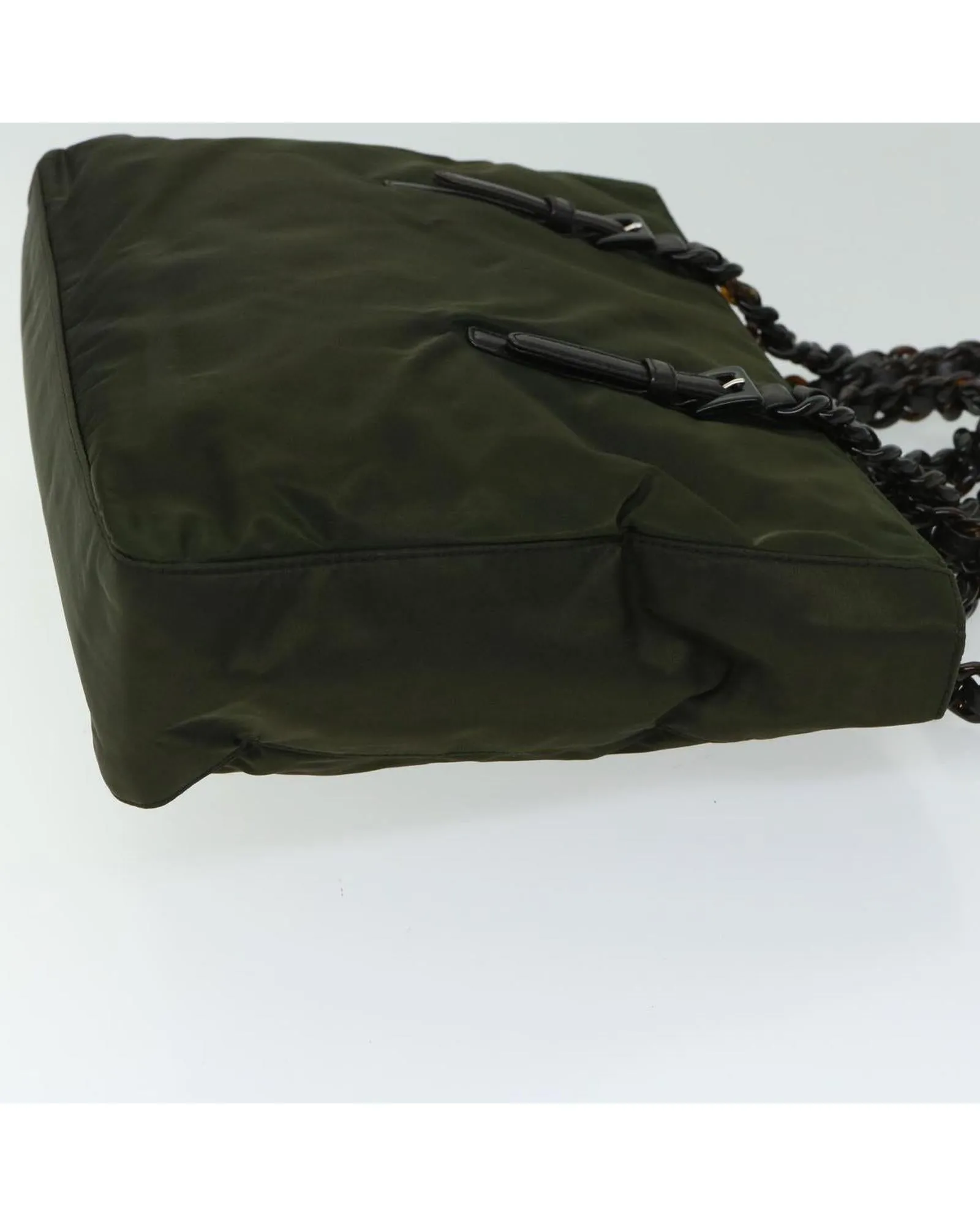 Green Nylon Chain Shoulder Bag by Prada