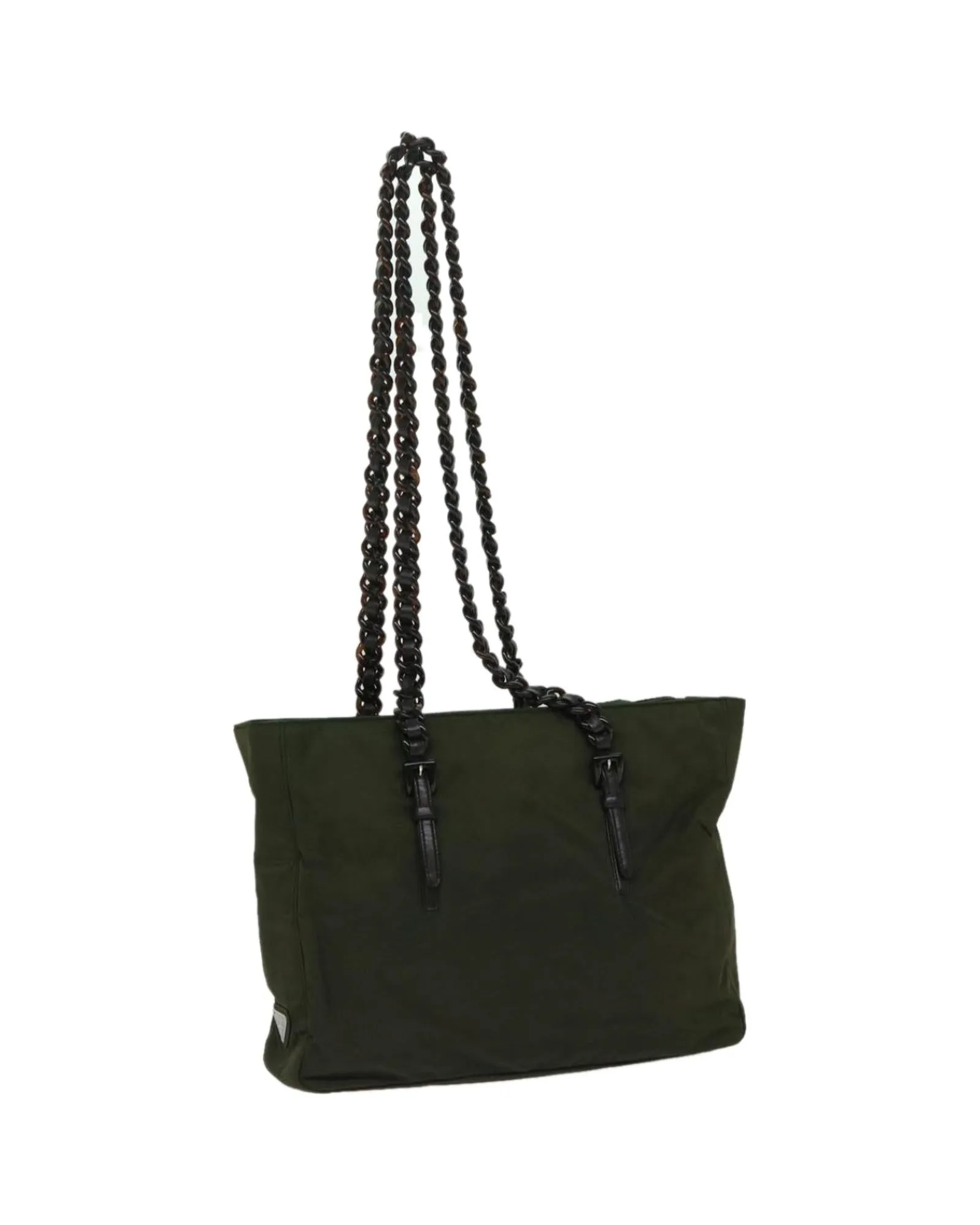 Green Nylon Chain Shoulder Bag by Prada