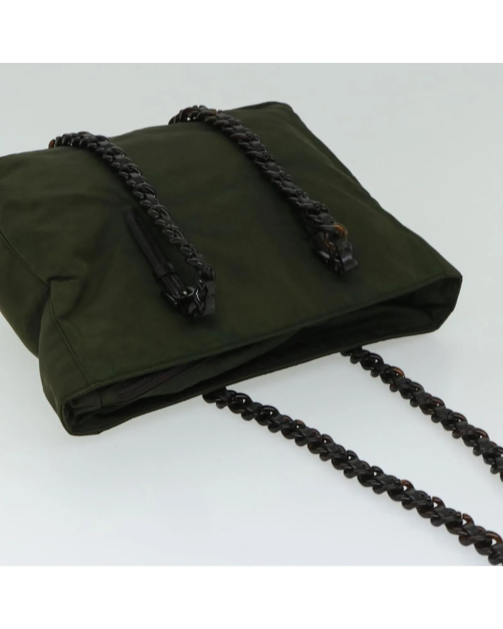 Green Nylon Chain Shoulder Bag by Prada