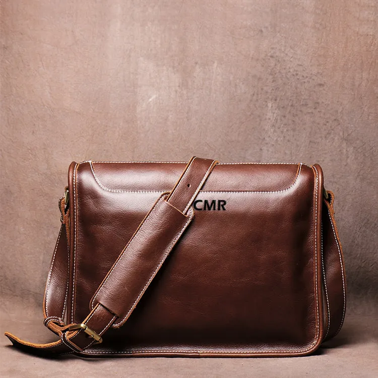 Handmade Casual Vintage Crazy Horse Skin Single Shoulder Bag Simple Leather Messenger Bag Cross Body Bag