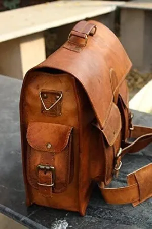 Heritage Crafted: Vintage Leather Laptop Messenger Briefcase - Genuine leather laptop bag - Leather Office bag