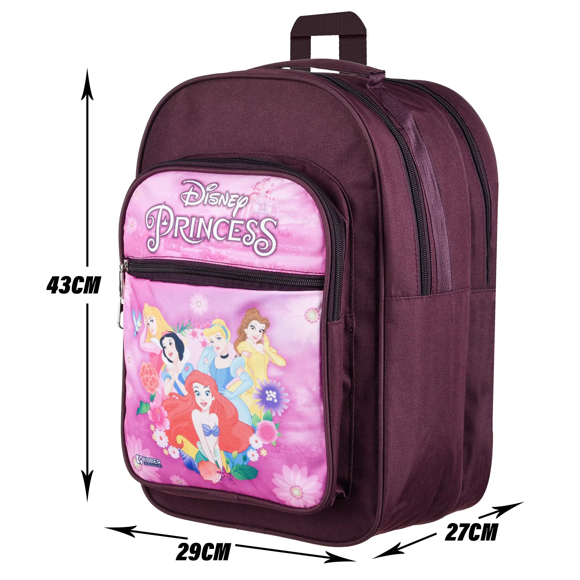 Kuber Industries Disney Princess School Bags | Kids School Bags | Student Bookbag | Travel Backpack | School Bag for Girls & Boys | School Bag with 4 Compartments | Wine