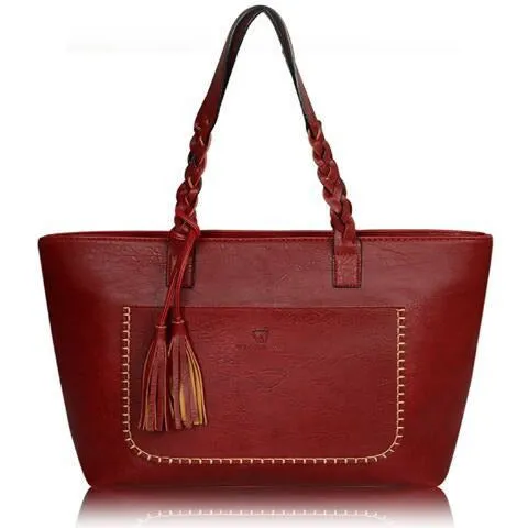 Leather Tassel Shopper Designer Tote Bag