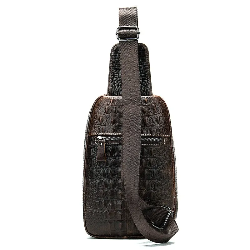 Luxury Alligator Pattern Leather Crossbody Messenger Bag