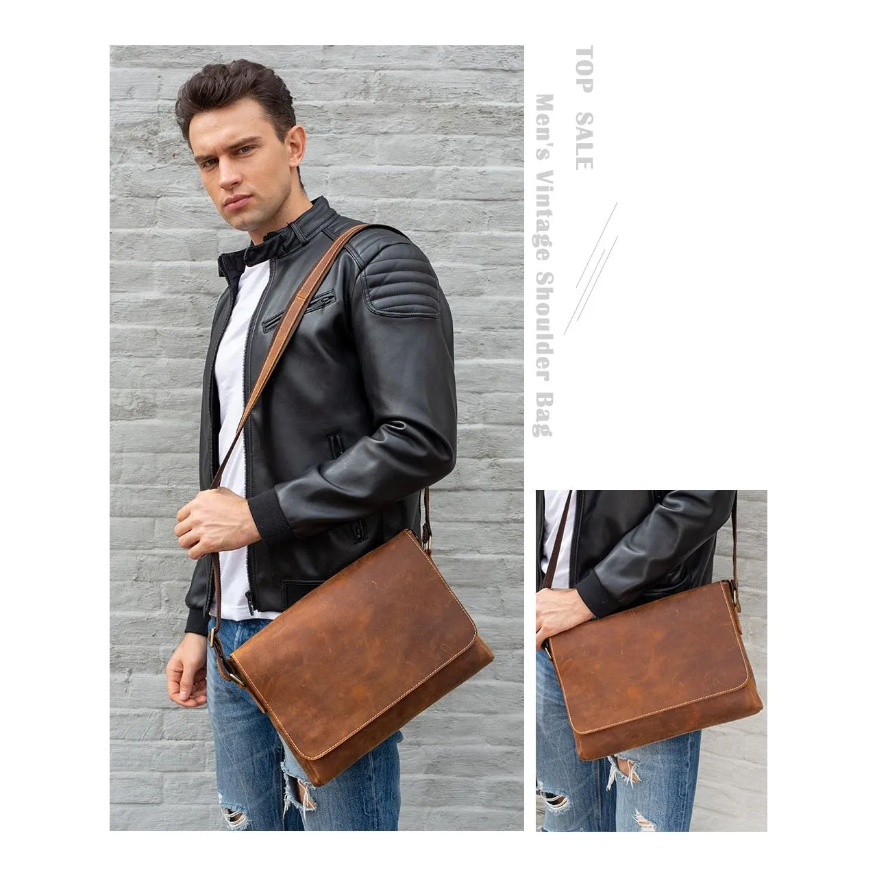 Luxury Leather Flap Laptop Office Briefcase Bag