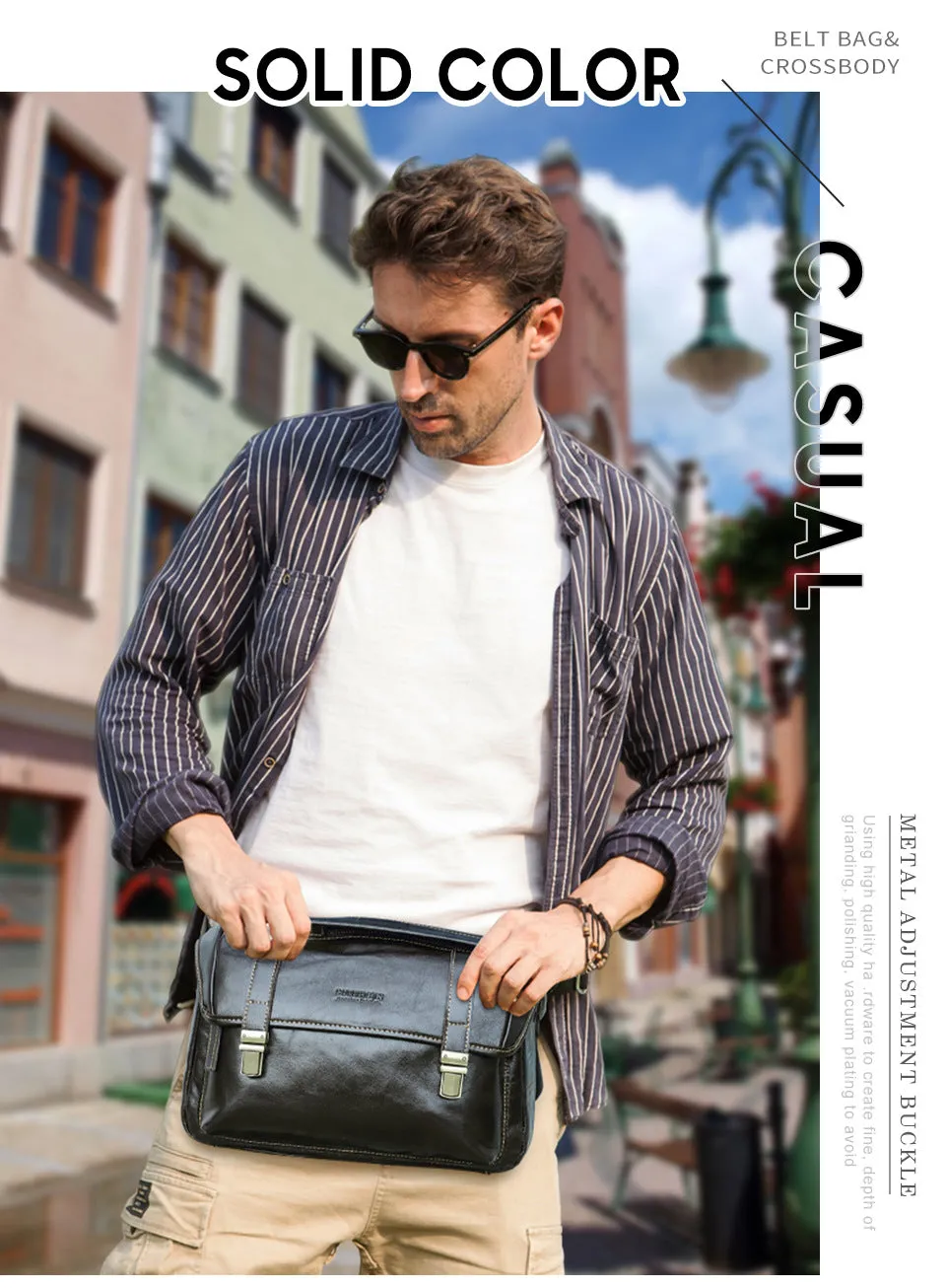 Luxury Leather Men's Crossbody Briefcase