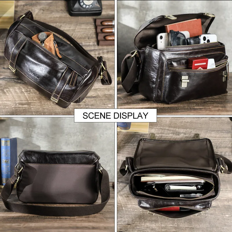 Luxury Leather Men's Crossbody Briefcase