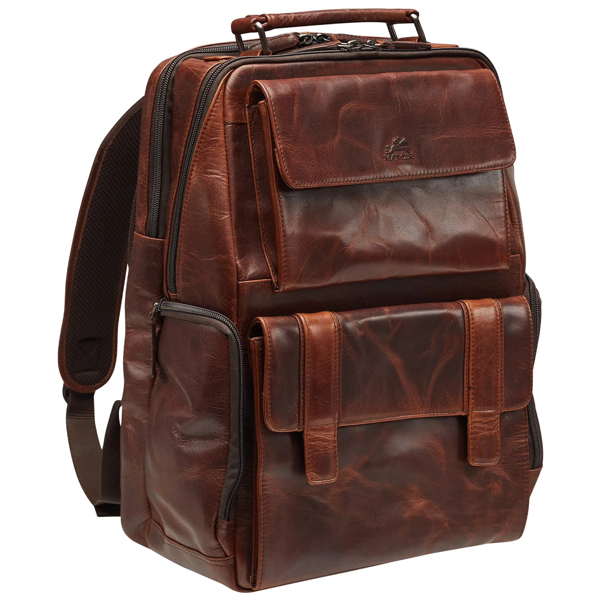 Mancini Leather Backpack with RFID Secure Pocket for 15.6” Laptop