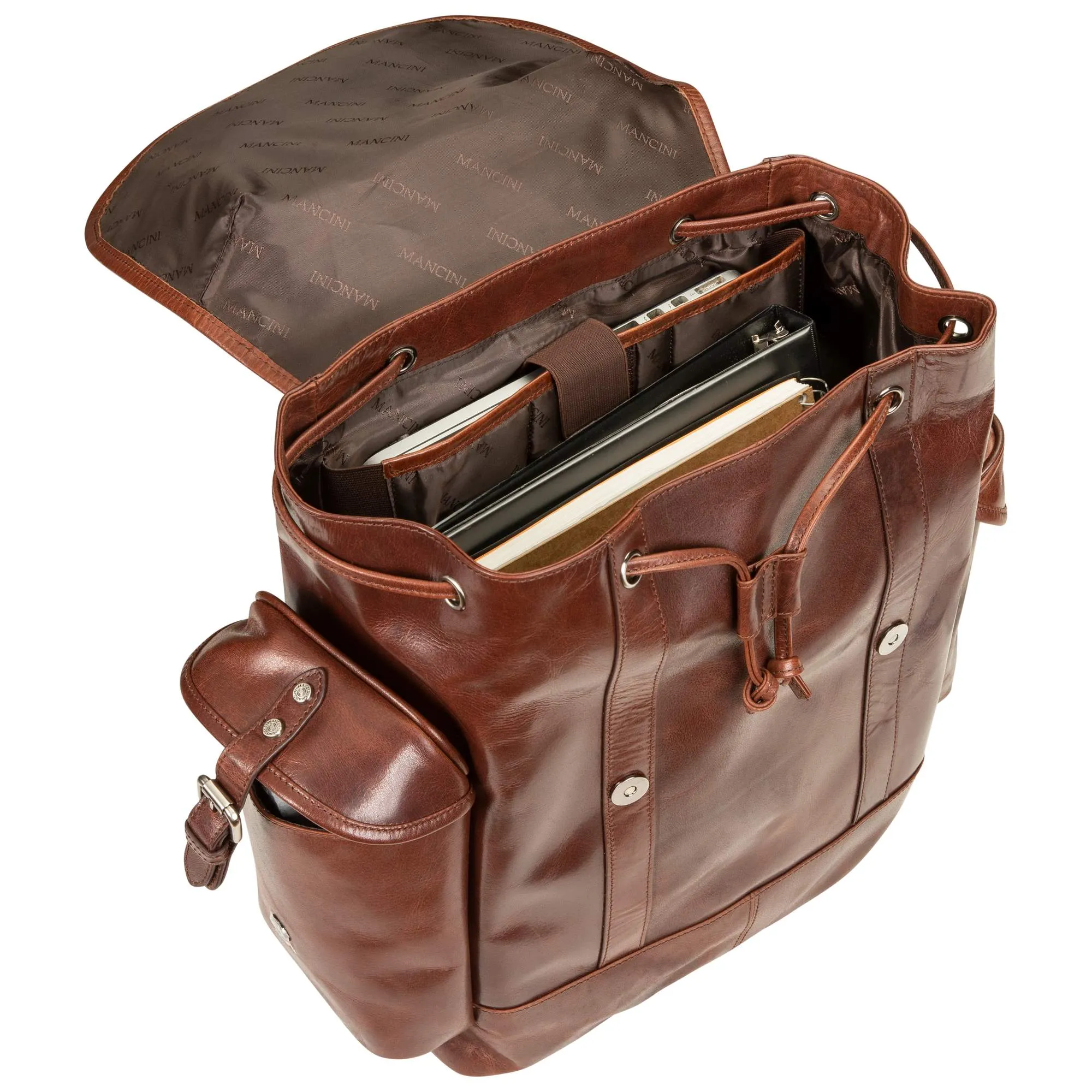 Mancini Leather Buffalo Backpack for 15.6” Laptop and Tablet