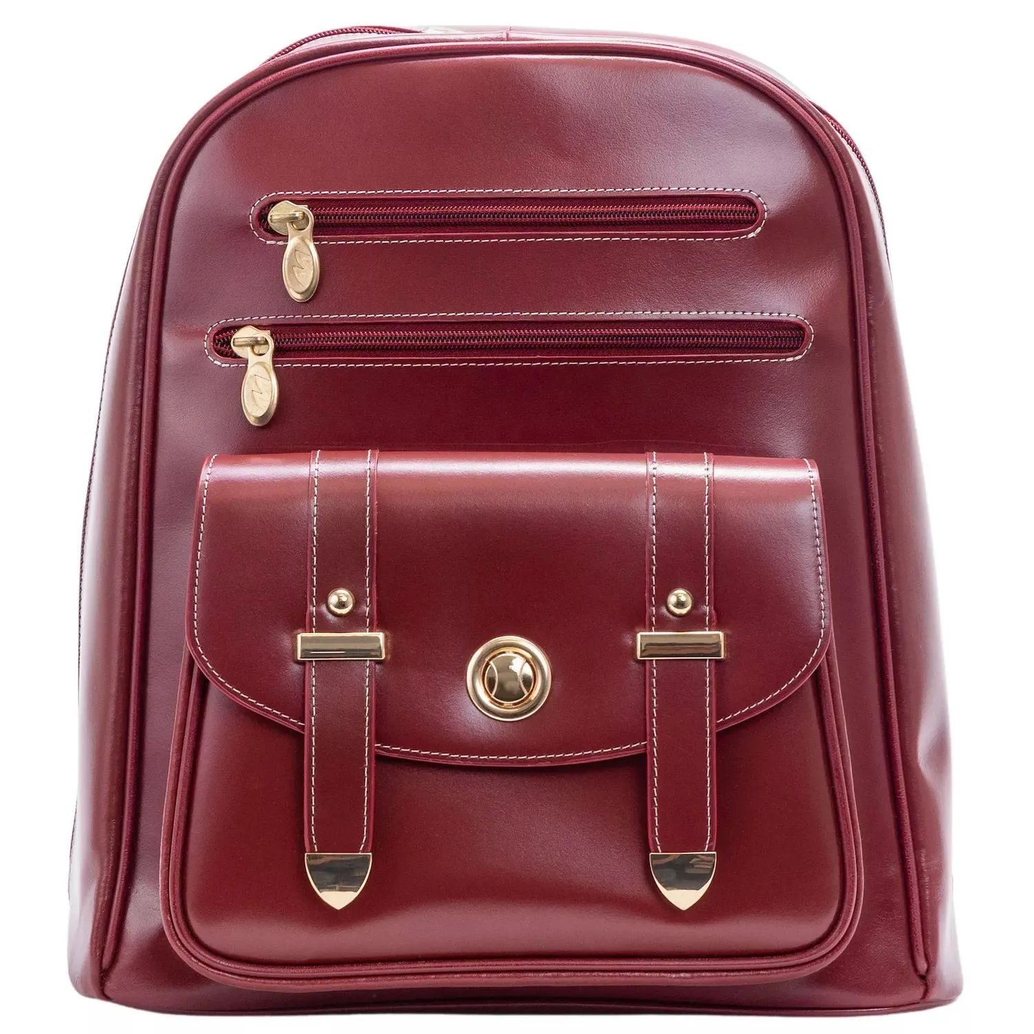 McKlein Robbins Business Leather Laptop Backpack, Red