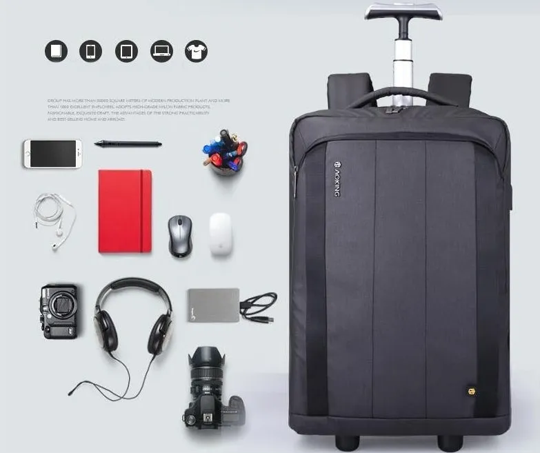 Men Business Travel Trolley Backpack