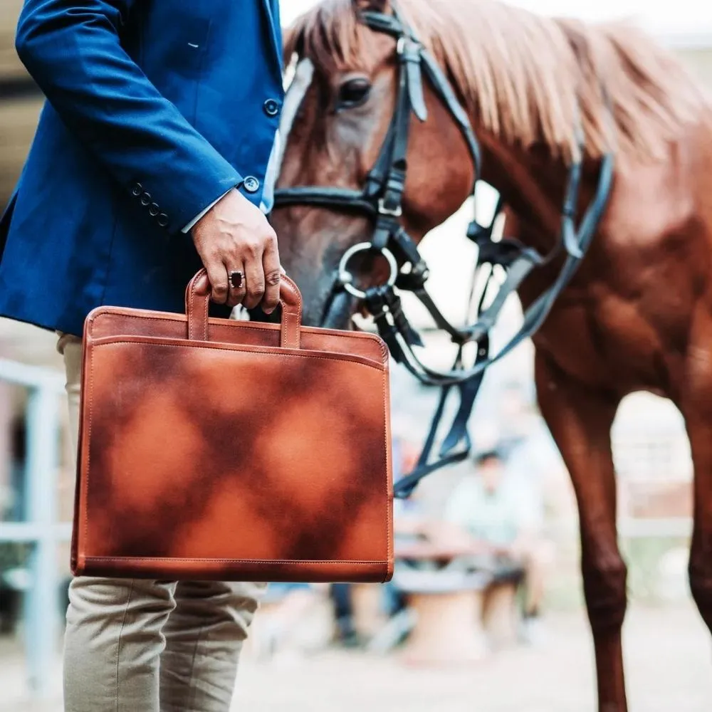 Mens Brown Executive Leather Messenger Bag