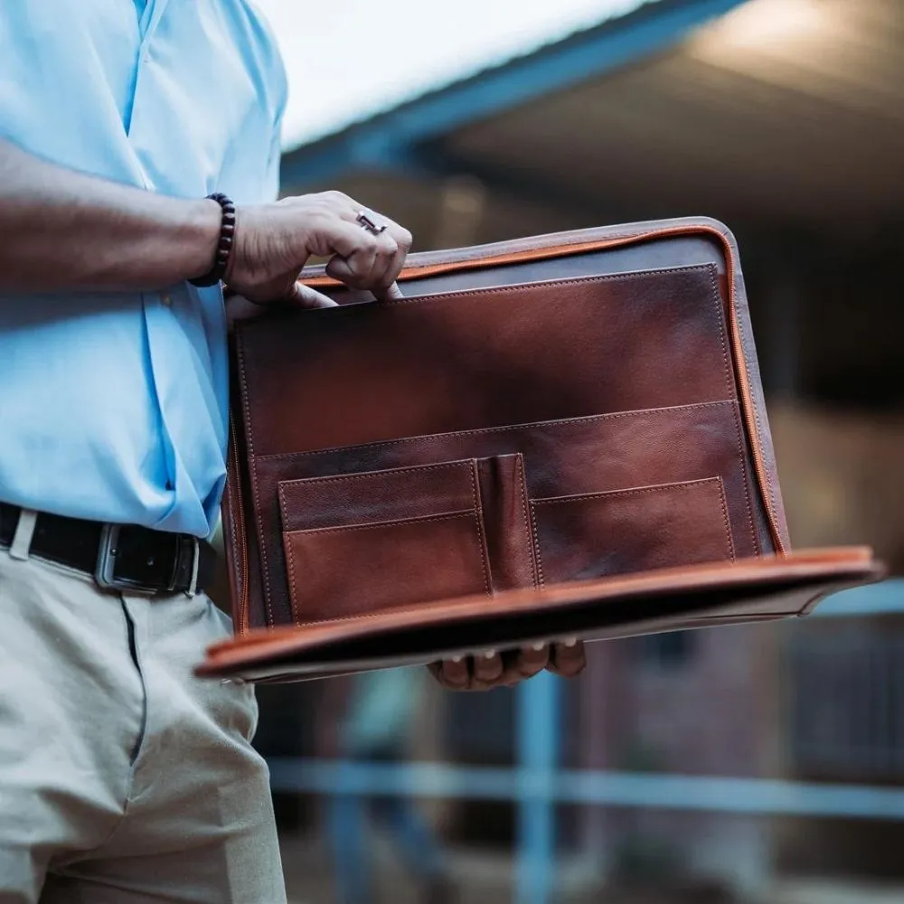 Mens Brown Executive Leather Messenger Bag