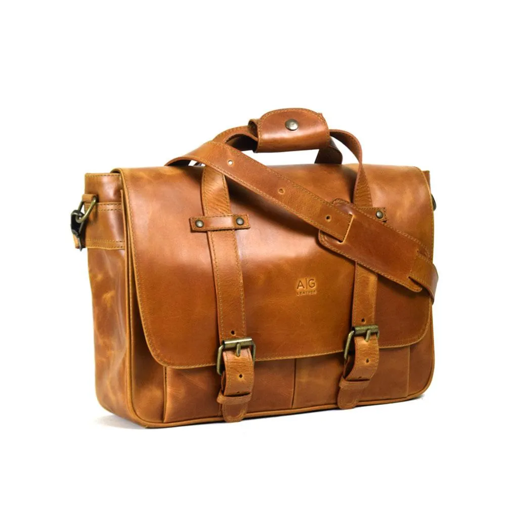 Montana Portfolio Briefcase in Cognac Leather