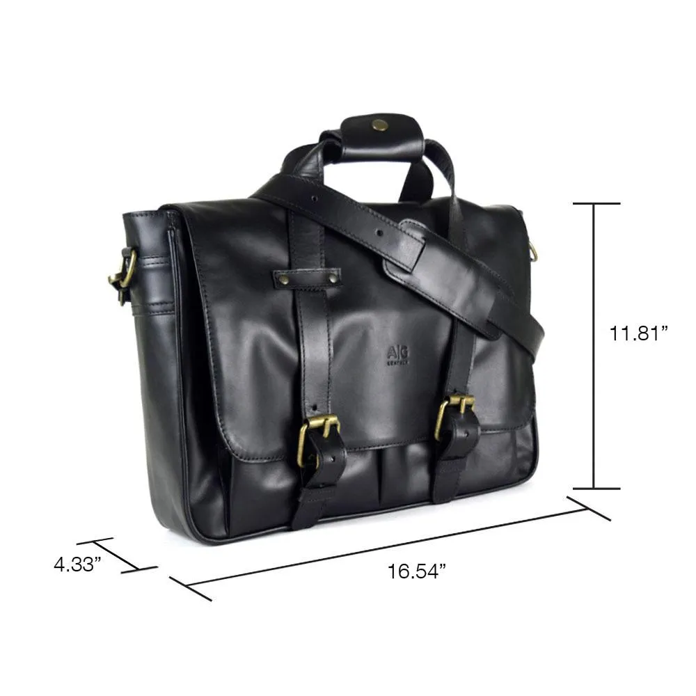 Montana Portfolio XL Briefcase Legal Size in Black Leather - Harley Logo - FINAL SALE - no exchange - 35% off