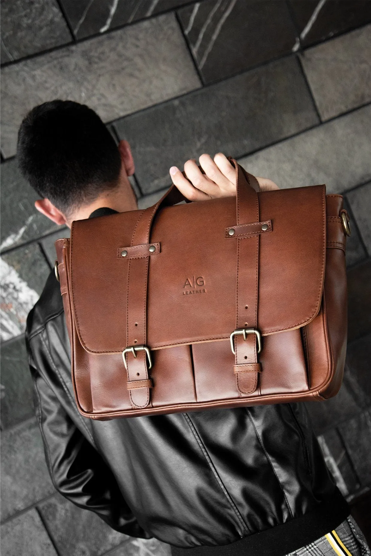 Montana Portfolio XL Briefcase Legal Size in Rustic Brown Leather