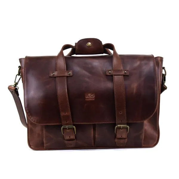 Montana Portfolio XL Briefcase Legal Size in Rustic Brown Leather