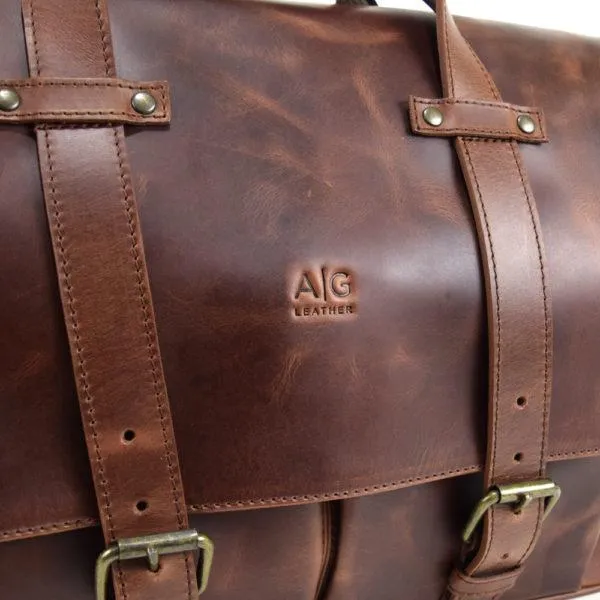 Montana Portfolio XL Briefcase Legal Size in Rustic Brown Leather