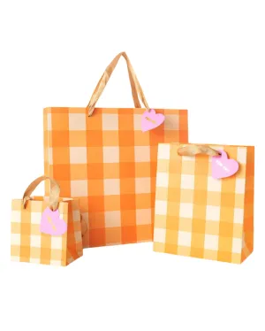 Orange Gingham Gift Bags