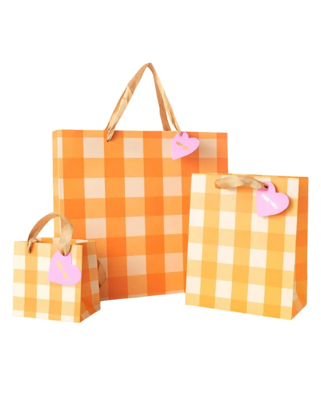 Orange Gingham Gift Bags