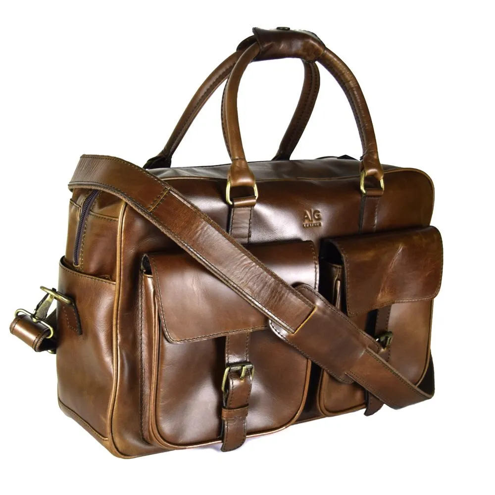 Overnighter Briefcase in Chocolate Leather