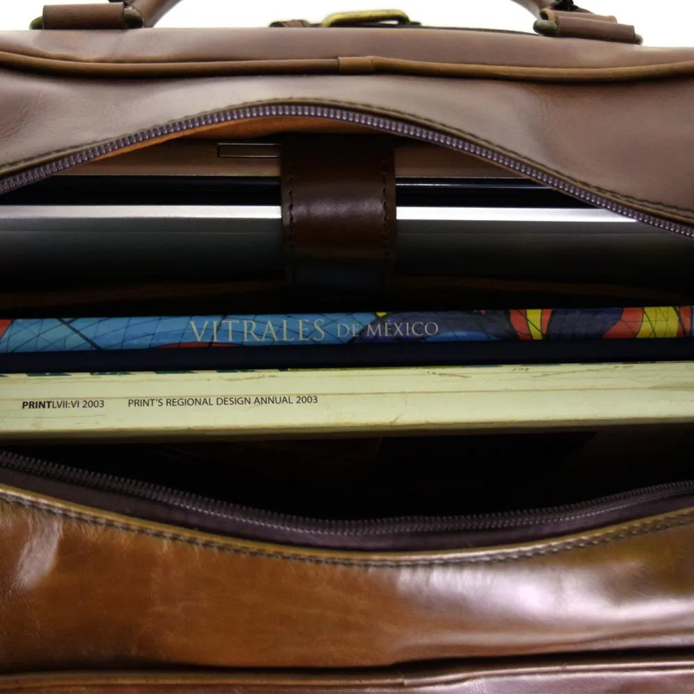 Overnighter Briefcase in Chocolate Leather