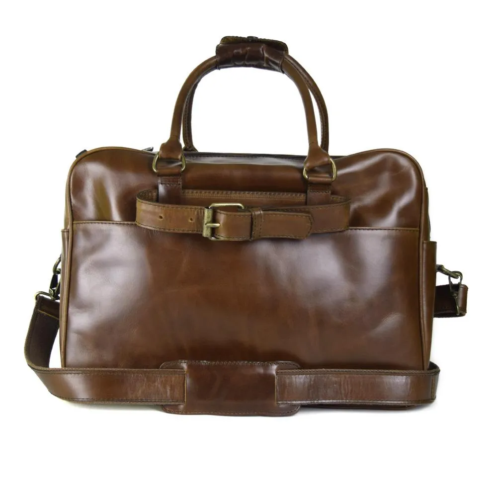 Overnighter Briefcase in Chocolate Leather