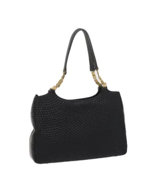 Quilted Leather Tote Bag - Black