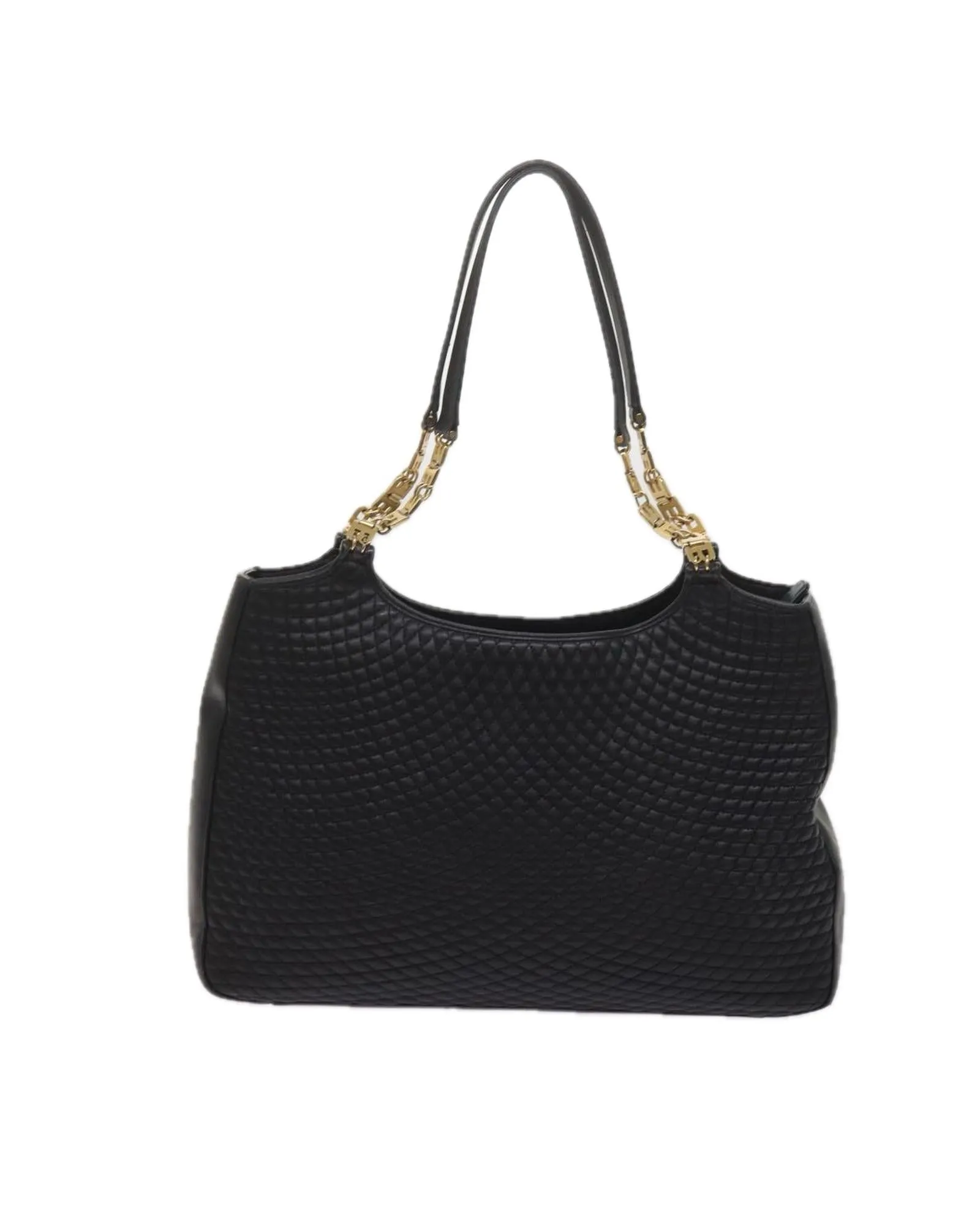 Quilted Leather Tote Bag - Black