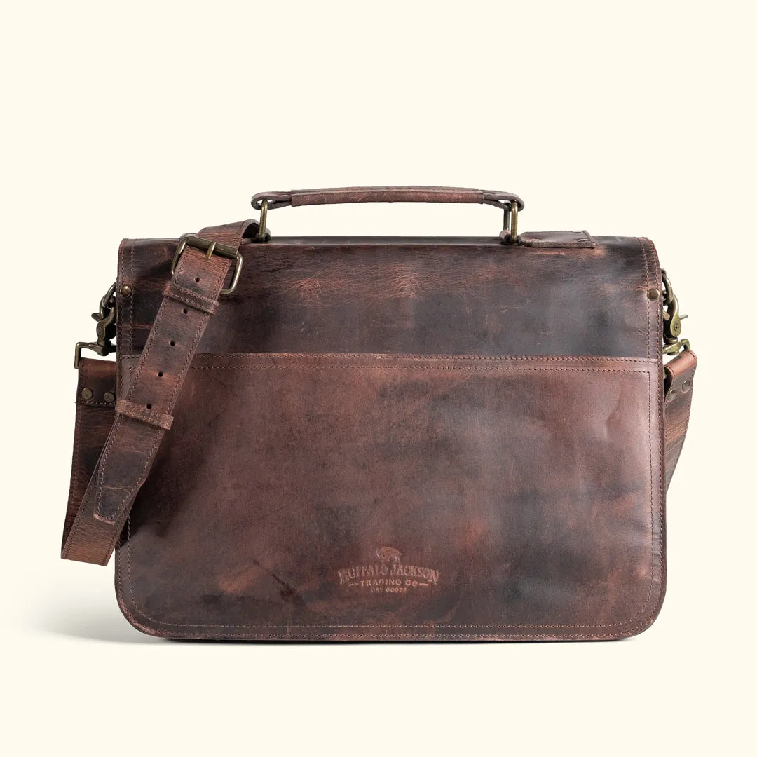 Roosevelt Leather Briefcase | Dark Oak