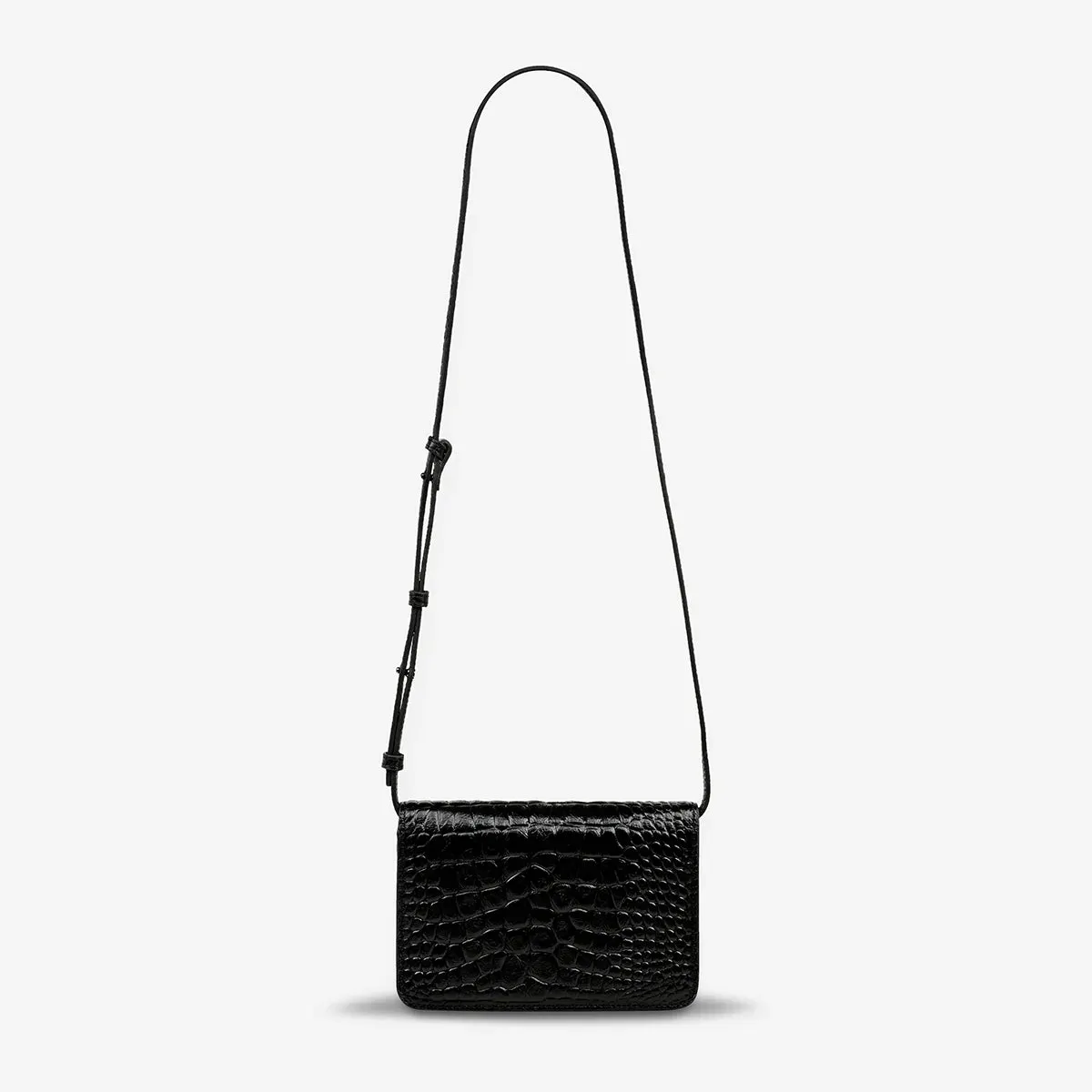 SHE BURNS BAG (Black Croc)