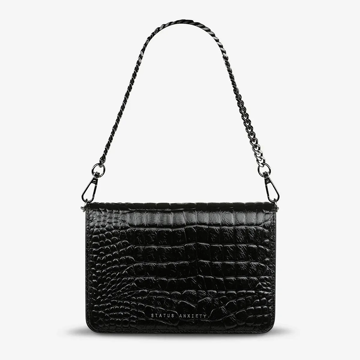 SHE BURNS BAG (Black Croc)