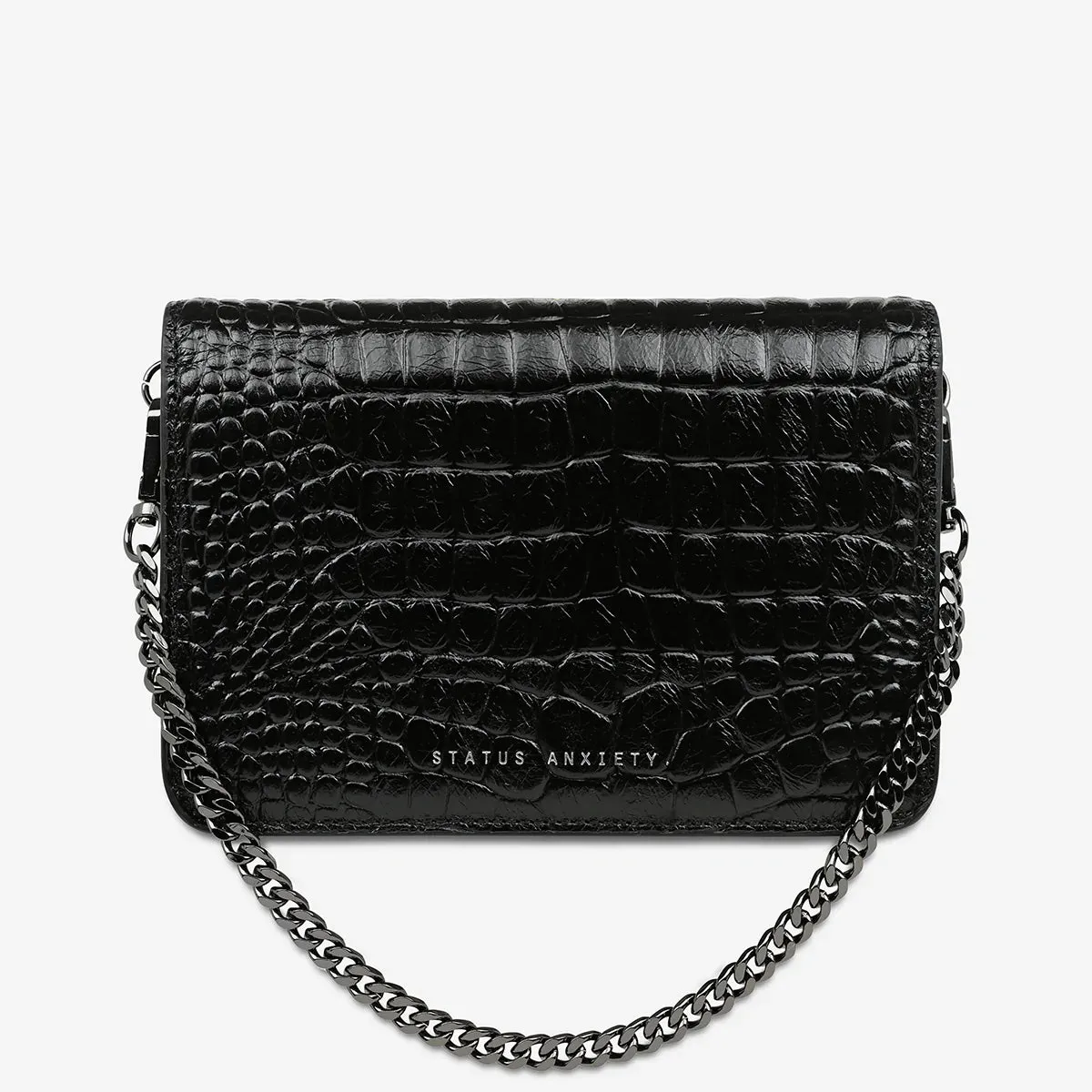 SHE BURNS BAG (Black Croc)