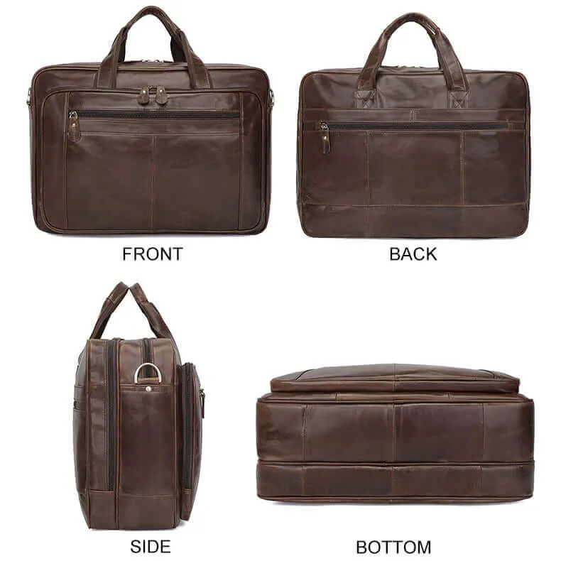 Spacious Leather Laptop Bag for Business Travel