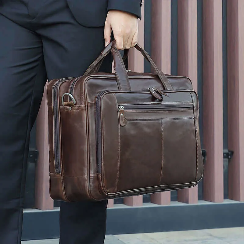 Spacious Leather Laptop Bag for Business Travel