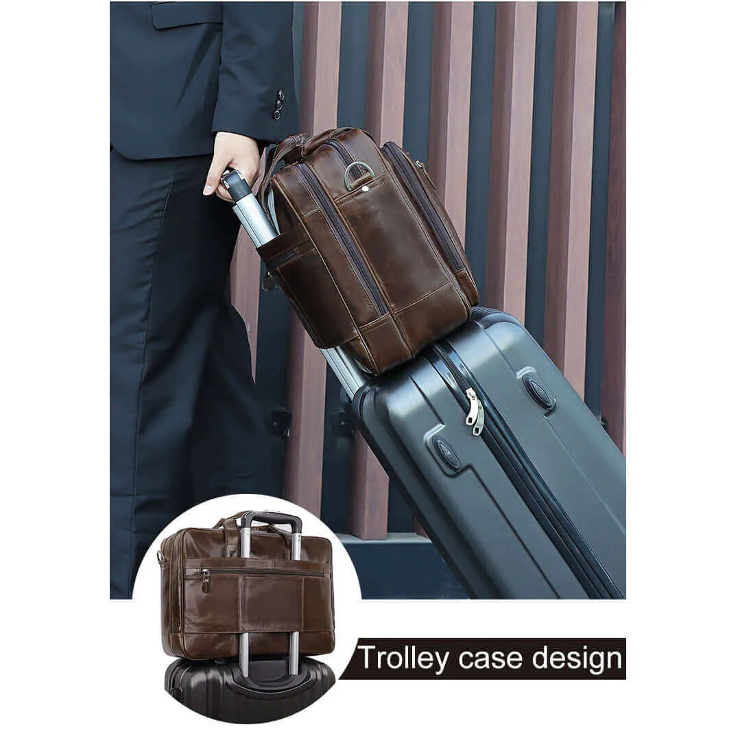 Spacious Leather Laptop Bag for Business Travel