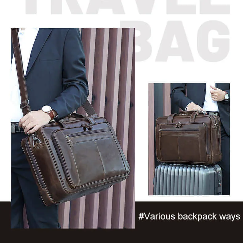 Spacious Leather Laptop Bag for Business Travel