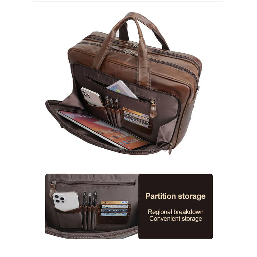 Spacious Leather Laptop Bag for Business Travel