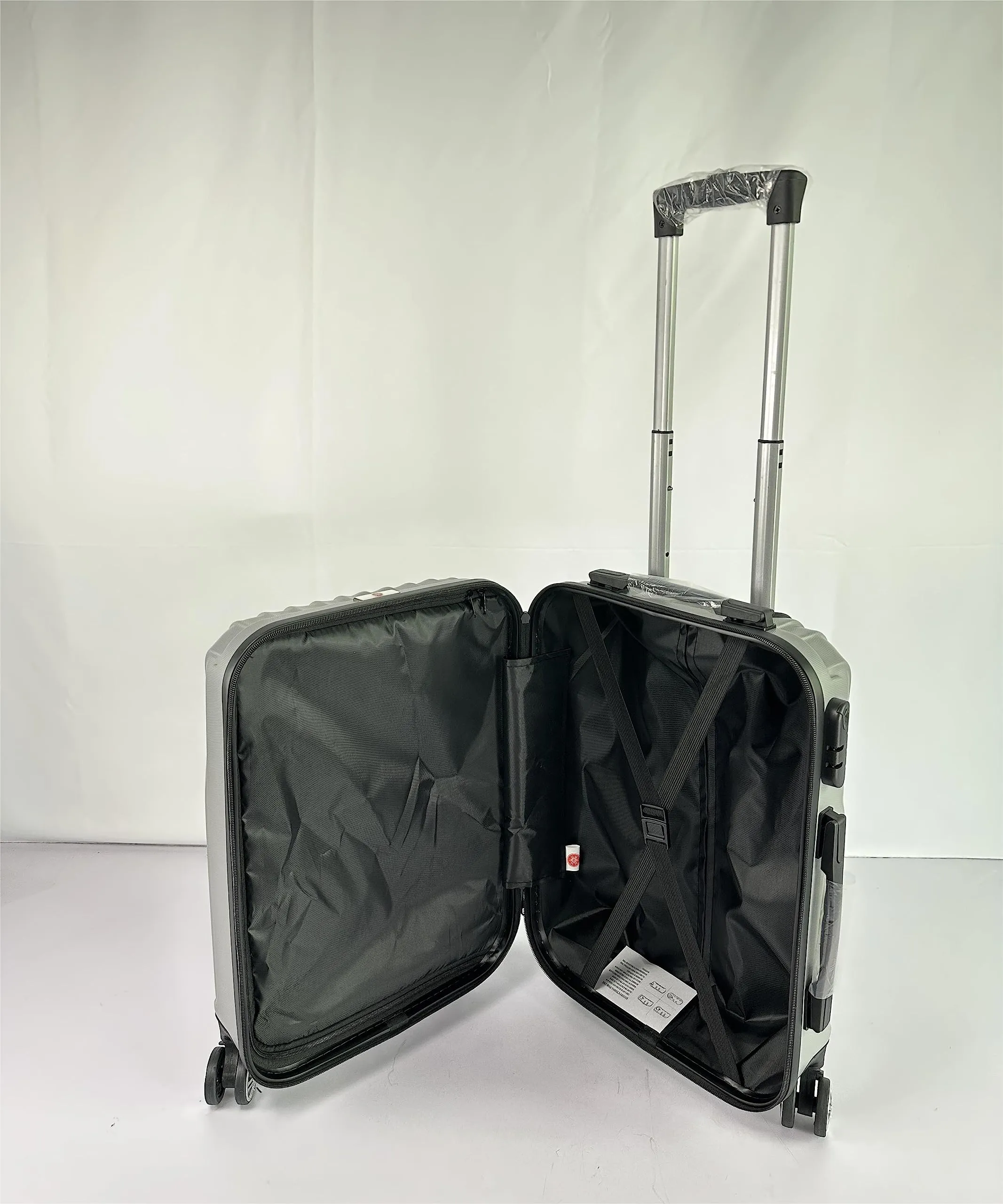 USHA SHRIRAM ABS (Cabin Bag) 20Inch Black Luggage Bag (55cm)|Trolley Suitcase For Travel | Travel Luggage for Men Women |360 Degree Wheel | Travel Bags For Luggage Trolley | Carry On Suitcase (Silver)