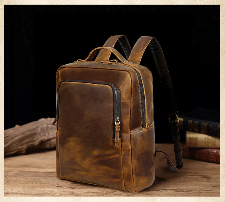 VIntage Leather Laptop Backpack P-8250