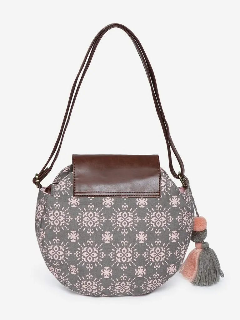 Westside Pink Ethnic Print Circular Sling Bag