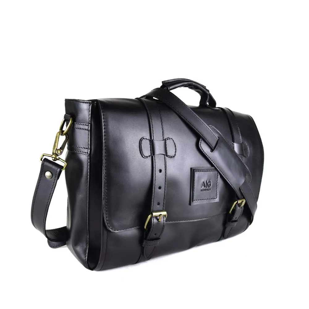 Wyoming Portfolio Briefcase in Black Leather - Harley logo - FINAL SALE - no exchange - 45% off