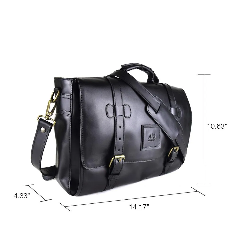 Wyoming Portfolio Briefcase in Black Leather - Harley logo - FINAL SALE - no exchange - 45% off