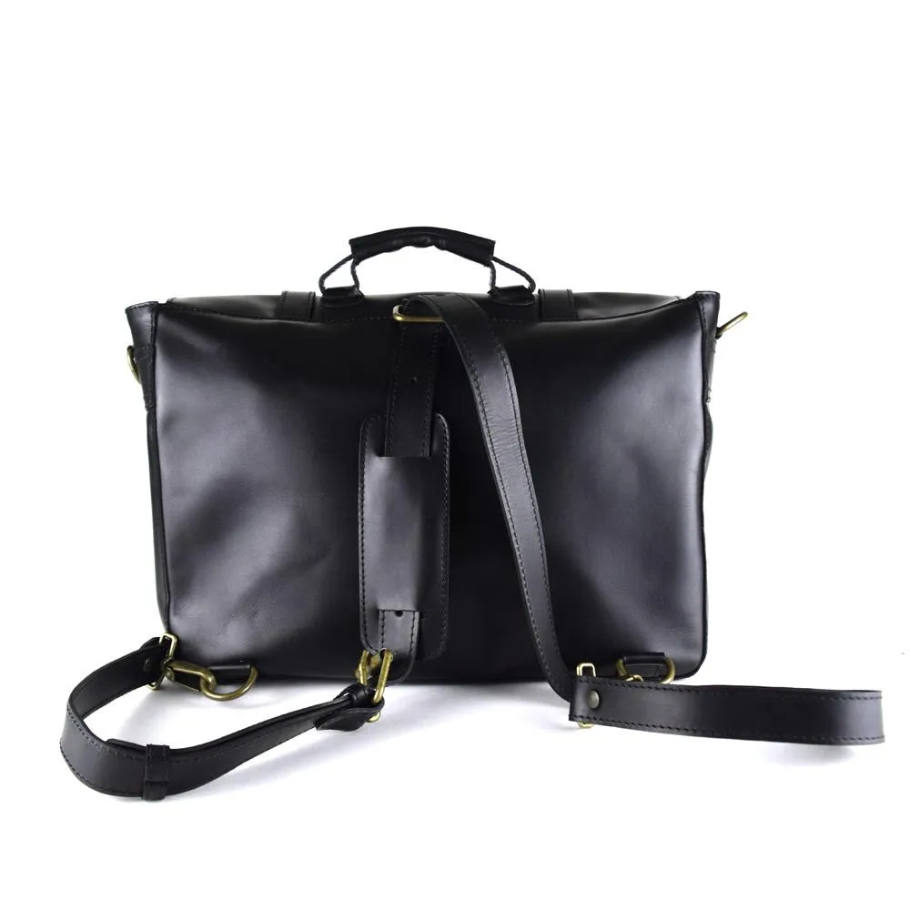 Wyoming Portfolio Briefcase in Black Leather - Harley logo - FINAL SALE - no exchange - 45% off